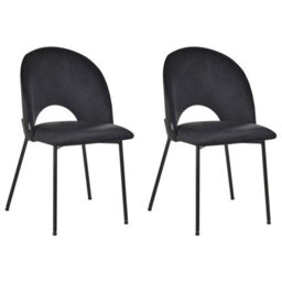 Beliani Set Of 2 Dining Chairs Covelo Velvet Black - thumbnail 1