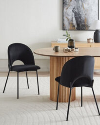 Beliani Set Of 2 Dining Chairs Covelo Velvet Black - thumbnail 2