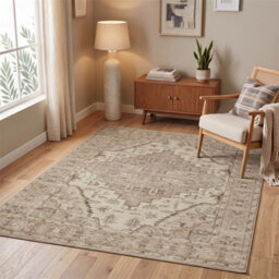 Vintage Foldable & Washable Rugs Non Slip Area Carpet Low Pile Soft Printed Floor Mat (160 X 200 Cm)