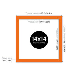 14X14 Orange Picture Frame (35.6 X 35.6Cm) Poster, Photo, Artwork, Gallery Wall Or Print - thumbnail 3