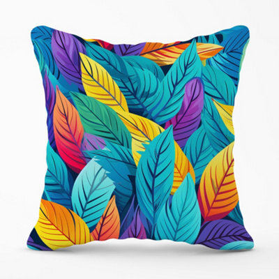 Warren Reed Designer Bright Colourful Leaves Cushions 45Cm X 45Cm