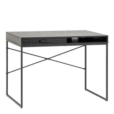 Furniture To Go Seaford 1 Drawer Office Desk In Ash Black - image 1