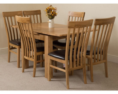 That's Furniture Richmond 90Cm - 150Cm Square Oak Extending Dining Table And 6 Chairs Dining Set With Harvard Chairs - image 1