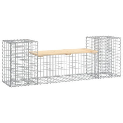 Berkfield Rustic Garden Bench Gabion Design 183X41X60.5 Cm Solid Wood Pine - image 1