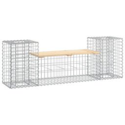 Berkfield Rustic Garden Bench Gabion Design 183X41X60.5 Cm Solid Wood Pine - thumbnail 1