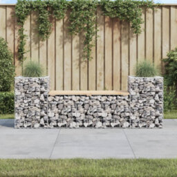 Berkfield Rustic Garden Bench Gabion Design 183X41X60.5 Cm Solid Wood Pine - thumbnail 2