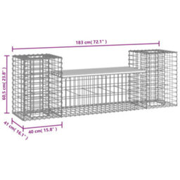 Berkfield Rustic Garden Bench Gabion Design 183X41X60.5 Cm Solid Wood Pine - thumbnail 8