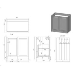 Royal Bathrooms Royal Bathroom Elmore 800mm Matt Nocturne Black Freestanding Bathroom Vanity Unit 2 Door Plain White Worktop With Peak Basin - thumbnail 8