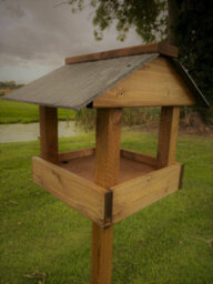 Ruddings Wood Slate Roof Wooden Bird Table Garden Seed Feeder Ready Made - thumbnail 4