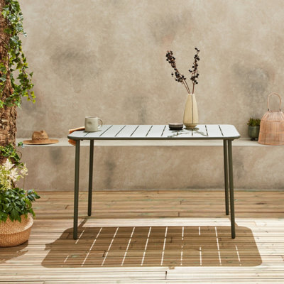 Sweeek - Metal Garden Table For 4 People Khaki Green 120X70X72.5 Cm - Amelia - image 1
