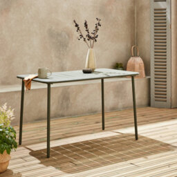 Sweeek - Metal Garden Table For 4 People Khaki Green 120X70X72.5 Cm - Amelia - thumbnail 2