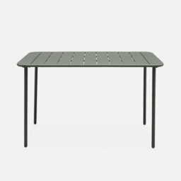 Sweeek - Metal Garden Table For 4 People Khaki Green 120X70X72.5 Cm - Amelia - thumbnail 5