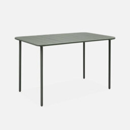 Sweeek - Metal Garden Table For 4 People Khaki Green 120X70X72.5 Cm - Amelia - thumbnail 3
