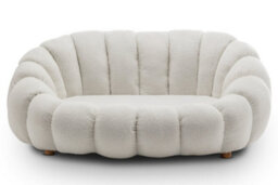 2 Seater Sofa Loveseat In White Teddy Boucle Fabric - thumbnail 4