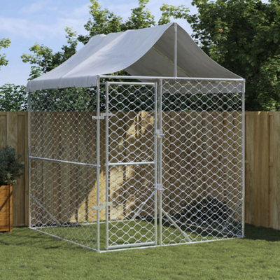 Berkfield Outdoor Dog Kennel With Roof Silver 2X2X2.5 M Galvanised Steel - image 1