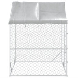 Berkfield Outdoor Dog Kennel With Roof Silver 2X2X2.5 M Galvanised Steel - thumbnail 4
