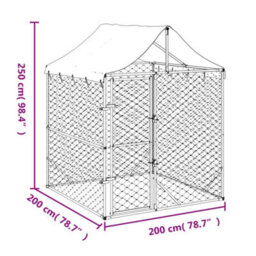 Berkfield Outdoor Dog Kennel With Roof Silver 2X2X2.5 M Galvanised Steel - thumbnail 5