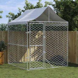 Berkfield Outdoor Dog Kennel With Roof Silver 2X2X2.5 M Galvanised Steel - thumbnail 1
