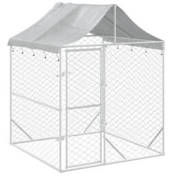 Berkfield Outdoor Dog Kennel With Roof Silver 2X2X2.5 M Galvanised Steel - thumbnail 2