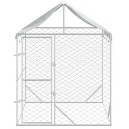 Berkfield Outdoor Dog Kennel With Roof Silver 2X2X2.5 M Galvanised Steel - thumbnail 3