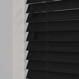 Caecus Blinds Faux Wood String Venetian Blind 50mm Slats Black 60Cm Width X 120Cm Drop - thumbnail 2