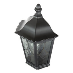 Happy Homewares Traditional Black Half Lantern Outdoor Wall Lamp With Cathedral Textured Glass - thumbnail 5