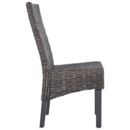 Berkfield Dining Chairs 4 Pcs Brown Kubu Rattan And Mango Wood - thumbnail 4