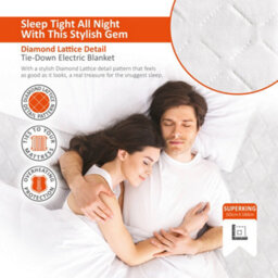 Warmer Wärmer Diamond Lattice Tie Down Electric Heated Blanket - Super King - thumbnail 3