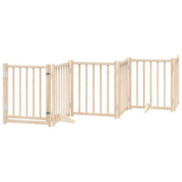Walplus Solid Wood Dog Gate With Door Foldable 6 Panels 300Cm Fir - thumbnail 2