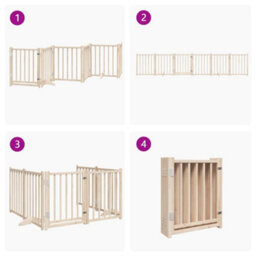 Walplus Solid Wood Dog Gate With Door Foldable 6 Panels 300Cm Fir - thumbnail 7