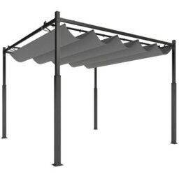 Outsunny 3 X 3(M) Pergola With Retractable Roof, 80mm Metal Column, Grey - thumbnail 2