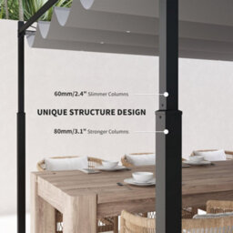 Outsunny 3 X 3(M) Pergola With Retractable Roof, 80mm Metal Column, Grey - thumbnail 5