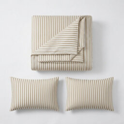 Stripe Duvet Cover Set Soft Microfibre Bedding With Matching Pillowcase(S), Breathable Easy Care Hotel Style Bed Linen (Natural) - thumbnail 4