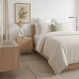 Stripe Duvet Cover Set Soft Microfibre Bedding With Matching Pillowcase(S), Breathable Easy Care Hotel Style Bed Linen (Natural) - thumbnail 5