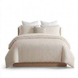 Stripe Duvet Cover Set Soft Microfibre Bedding With Matching Pillowcase(S), Breathable Easy Care Hotel Style Bed Linen (Natural) - thumbnail 9