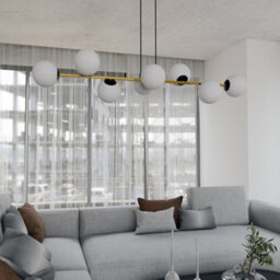 Emibig Lighting Emibig Gravity Pendant Lamp 8 X E14  Black, Gold With White Shade - thumbnail 5