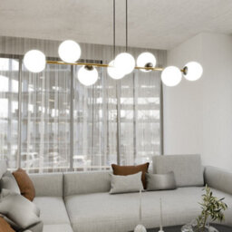 Emibig Lighting Emibig Gravity Pendant Lamp 8 X E14  Black, Gold With White Shade - thumbnail 6