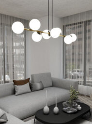 Emibig Lighting Emibig Gravity Pendant Lamp 8 X E14  Black, Gold With White Shade - thumbnail 7