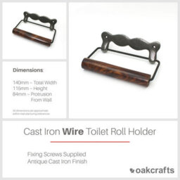 Oakcrafts - Antique Cast Iron Wire Toilet Roll Holder - 140mm - thumbnail 2
