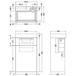 Nuie Athena 500mm 2-In-1 Hacienda Black Toilet & Basin Vanity Unit - thumbnail 4