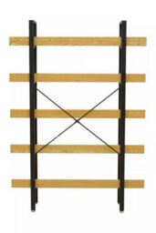 Orsina 5 Tier Light Yellow Shelves & Black Frame Shelf Unit,bookcase Shelving,display Unit With Wooden Shelves - thumbnail 4