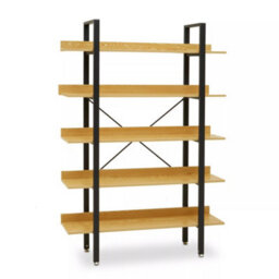 Orsina 5 Tier Light Yellow Shelves & Black Frame Shelf Unit,bookcase Shelving,display Unit With Wooden Shelves