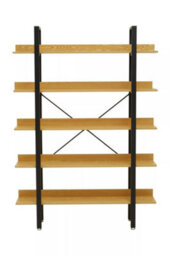 Orsina 5 Tier Light Yellow Shelves & Black Frame Shelf Unit,bookcase Shelving,display Unit With Wooden Shelves - thumbnail 2