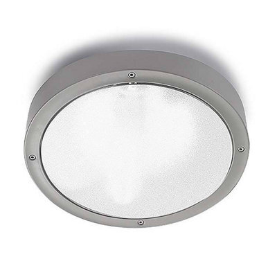 Luminosa Lighting Luminosa Basic Outdoor Led Round Flush Ceiling Light Grey 30Cm 1488Lm 4000K Ip65 - Special Offer