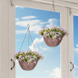 Wyld Haus Fito Set Of 2 Purple Artificial Hanging Flower Baskets, 35Cm Stainless Metal - thumbnail 2