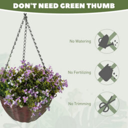 Wyld Haus Fito Set Of 2 Purple Artificial Hanging Flower Baskets, 35Cm Stainless Metal - thumbnail 4