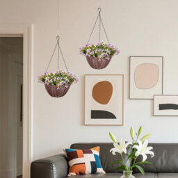 Wyld Haus Fito Set Of 2 Purple Artificial Hanging Flower Baskets, 35Cm Stainless Metal - thumbnail 8