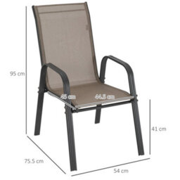 Outsunny Set Of 4 Garden Dining Chair Set Outdoor W/ High Back, Grey - thumbnail 3
