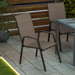 Outsunny Set Of 4 Garden Dining Chair Set Outdoor W/ High Back, Grey - thumbnail 9