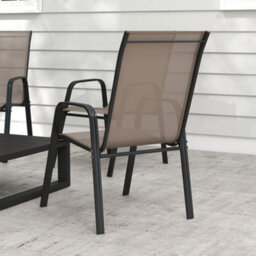 Outsunny Set Of 4 Garden Dining Chair Set Outdoor W/ High Back, Grey - thumbnail 8